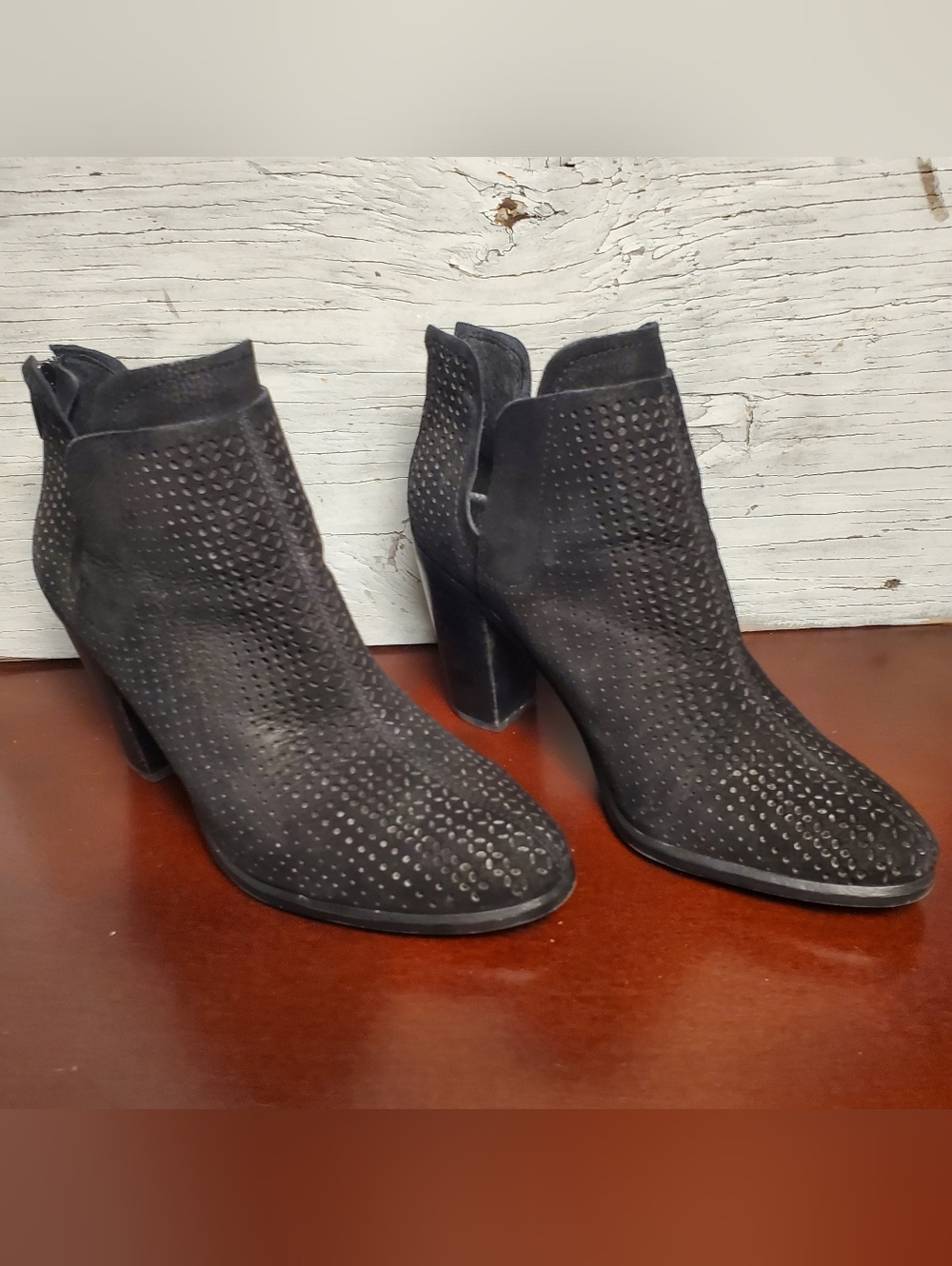 Vince Camuto Farrier Perforated Suede Ankle Boots, 10 (42), Black